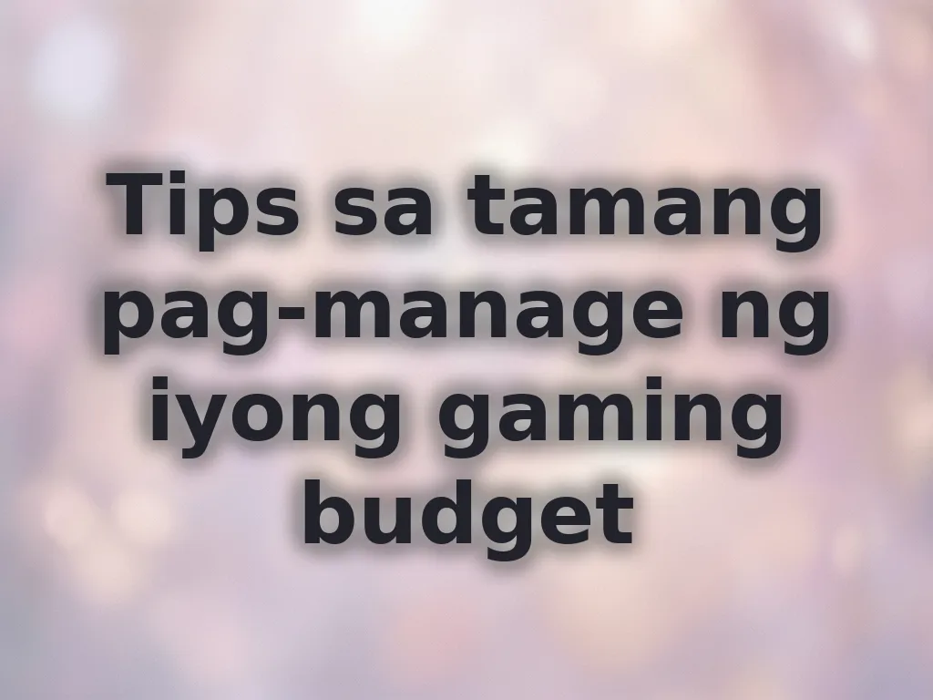 Budget management tips